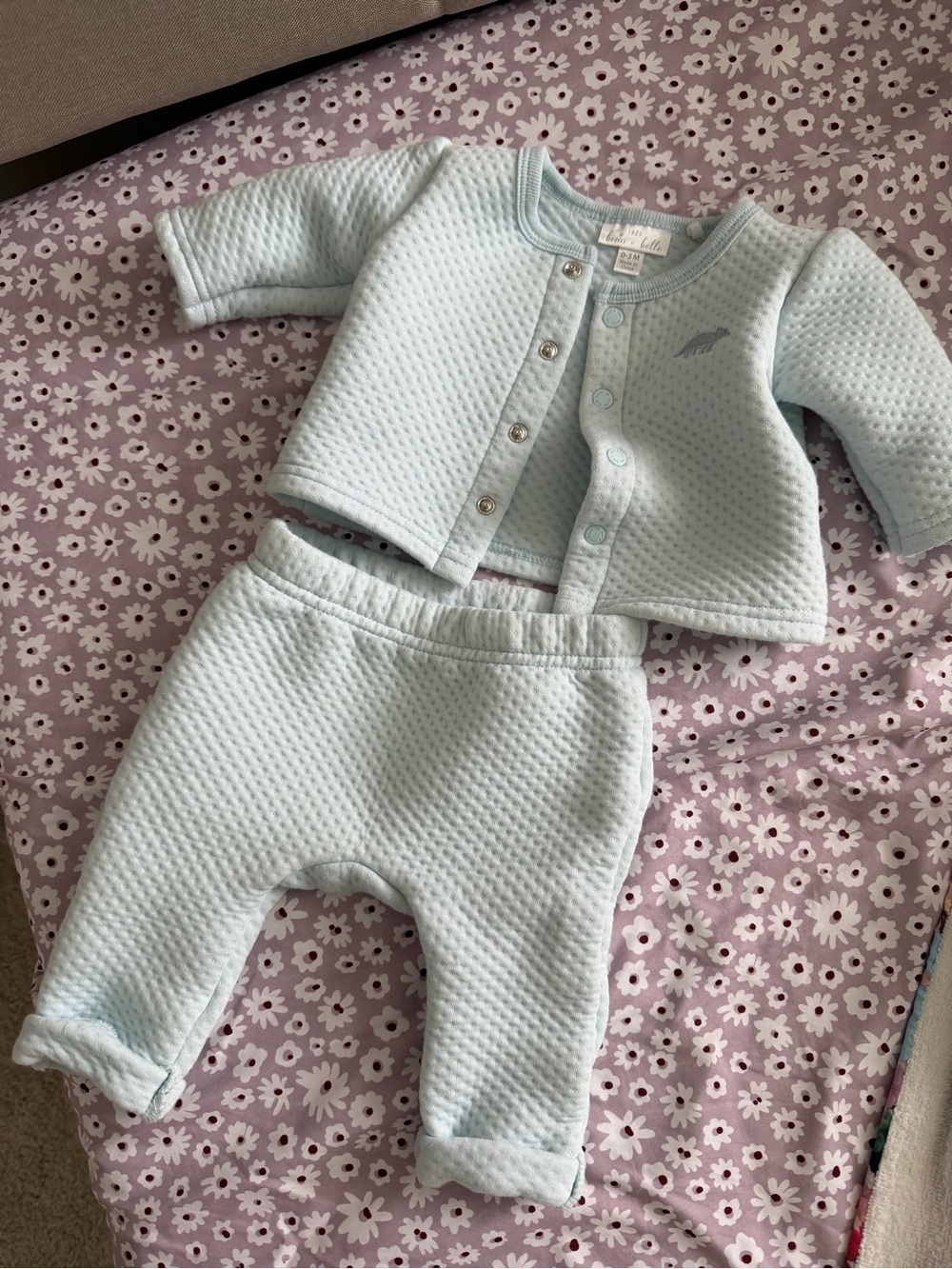 Baby Quilted Two-Piece Set in Light Blue